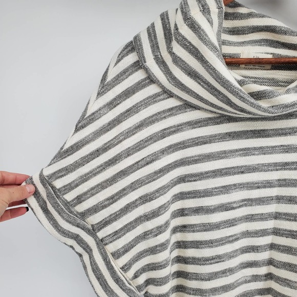 Anthropologie t.la Taupe and Cream Striped Top Cowl Neck Roll Sleeve/ Hem| S - Picture 8 of 11